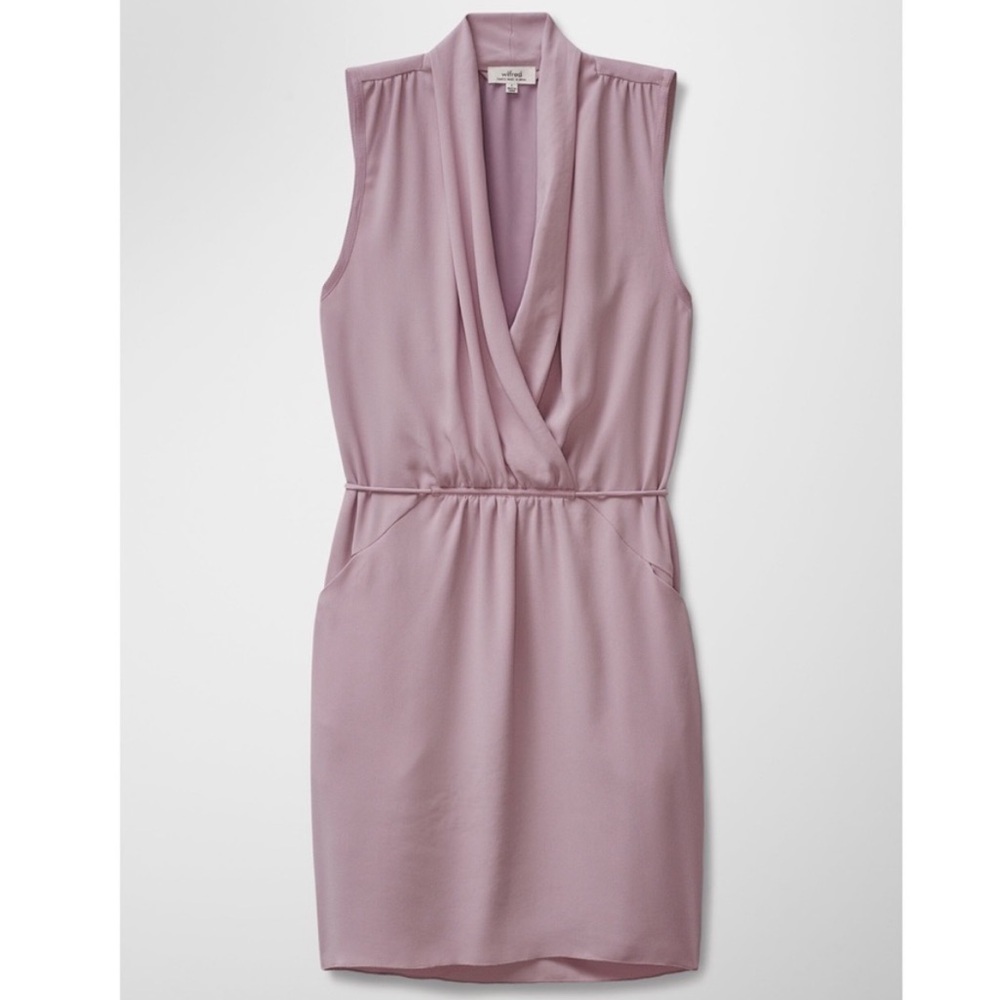 Aritzia Wilfred Sabine Dress Size Large Purple Sleeveless Wrap